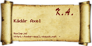 Kádár Axel névjegykártya